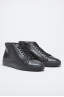 Classic Mid Top Sneakers In Black Calf-Skin Leather