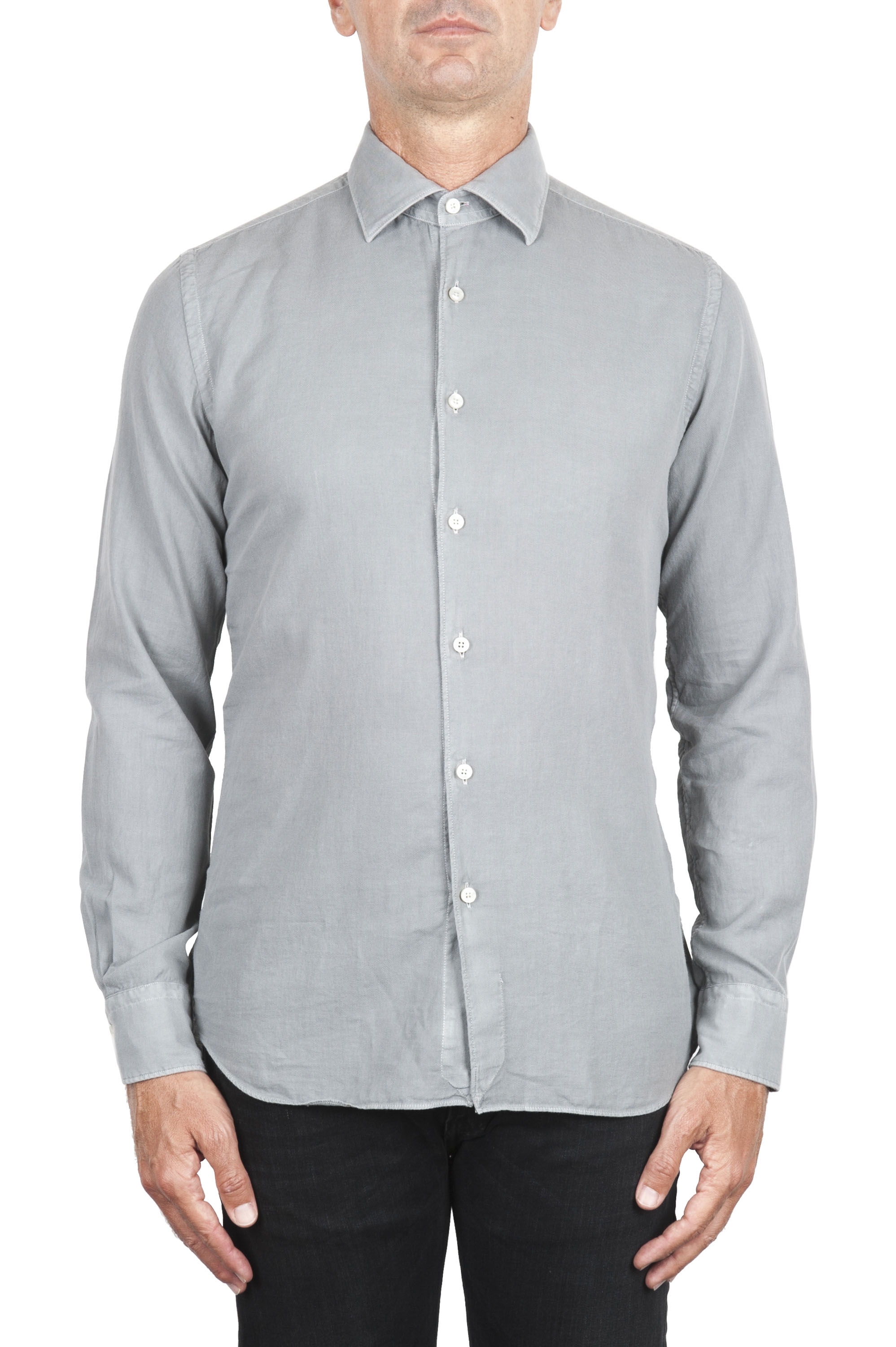 SBU 02904_2020AW Camisa de sarga de algodón gris 06