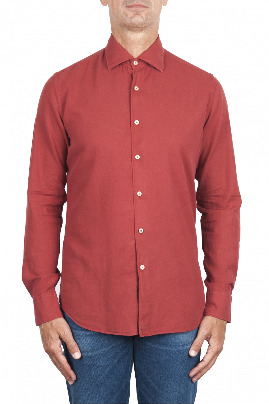 SBU 02907_2020AW Red cotton twill shirt 01