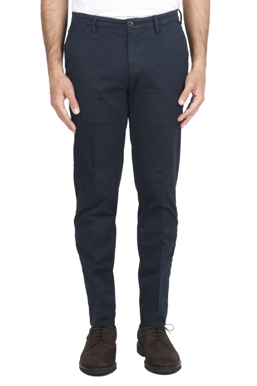 SBU 02918_2020AW Pantaloni chino classici in cotone stretch blu 01