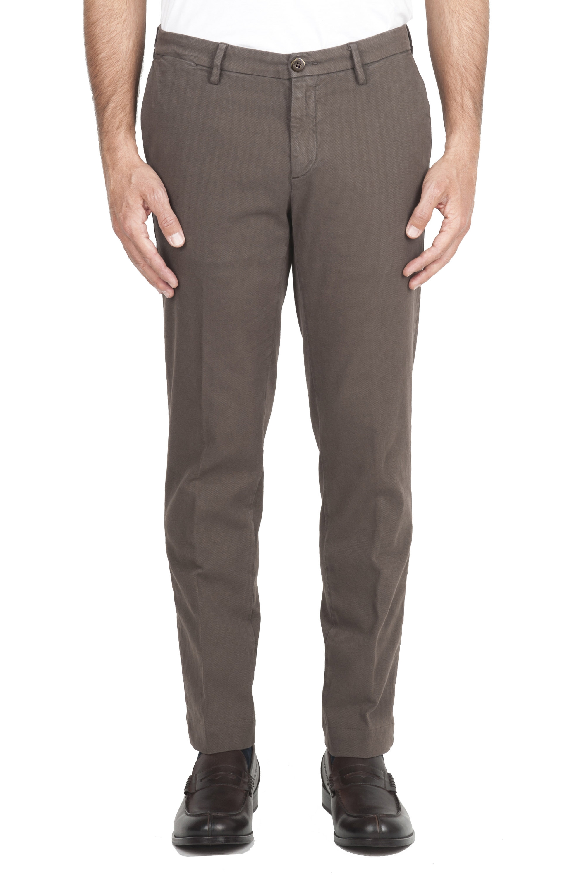 SBU 02924_2020AW Classic chino pants in brown stretch cotton 01