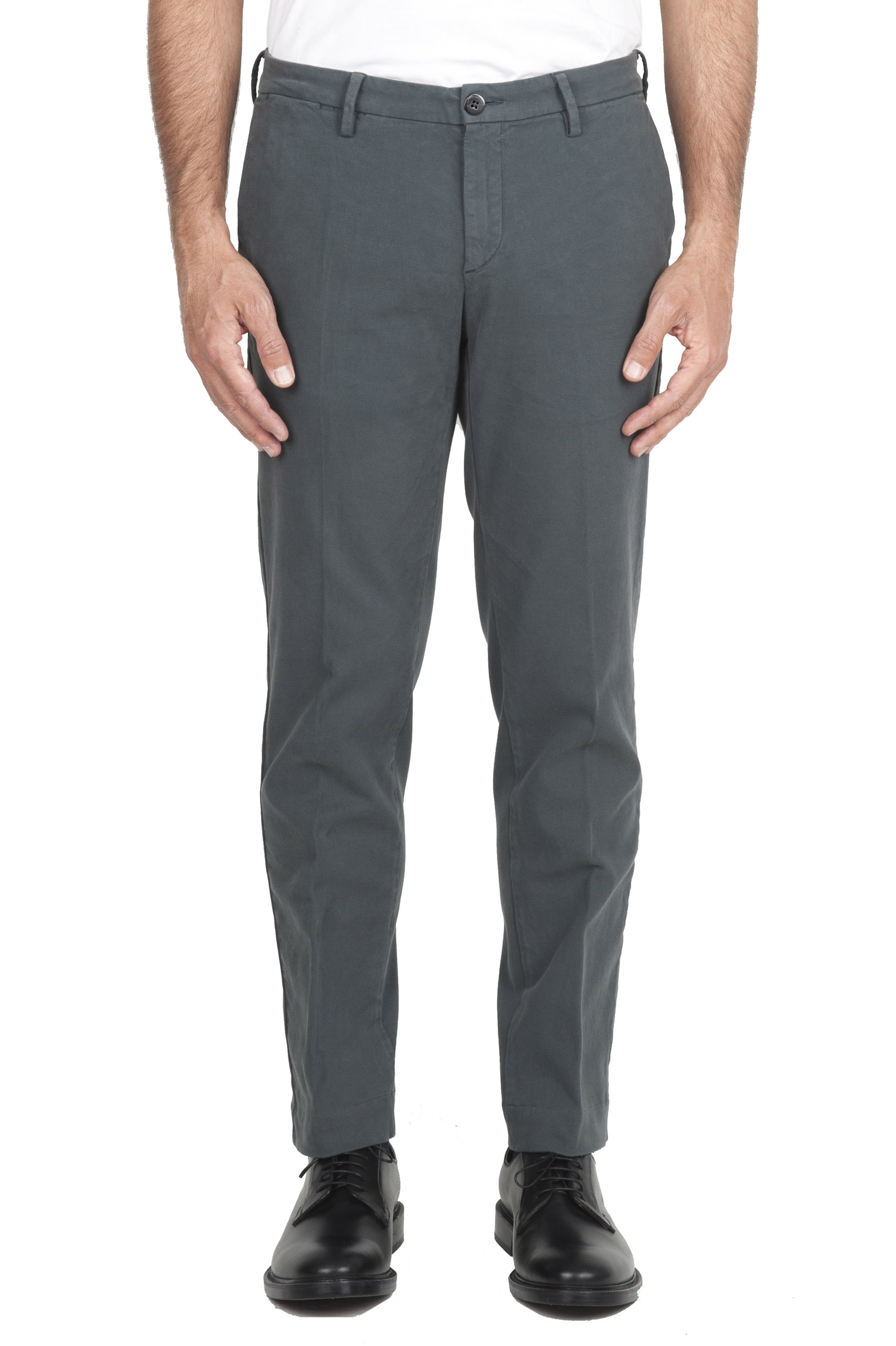 SBU 02925_2020AW Pantalon chino classique en coton stretch gris 01