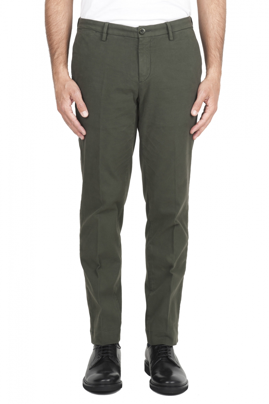 SBU 02926_2020AW Classic chino pants in green stretch cotton 01