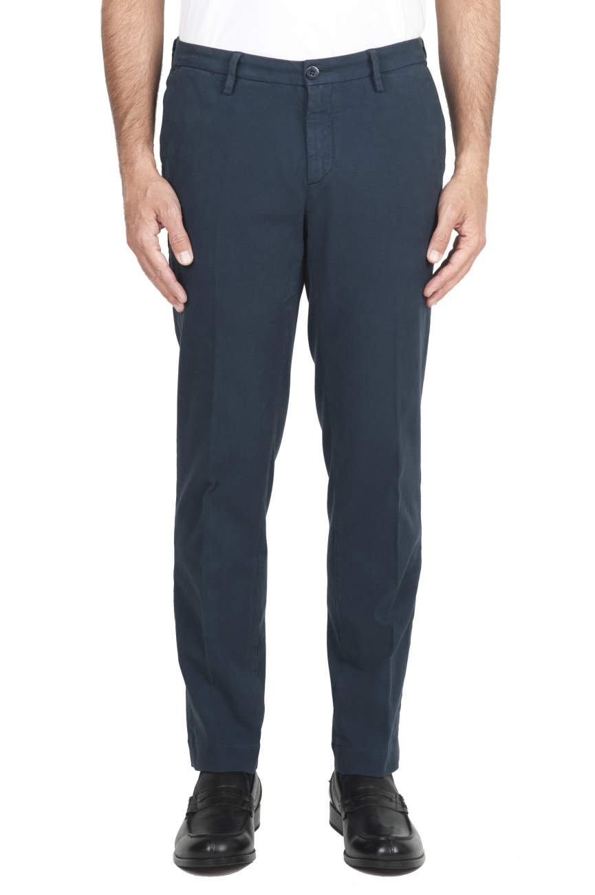 SBU 02928_2020AW Pantalones chinos clásicos en algodón elástico azul 01