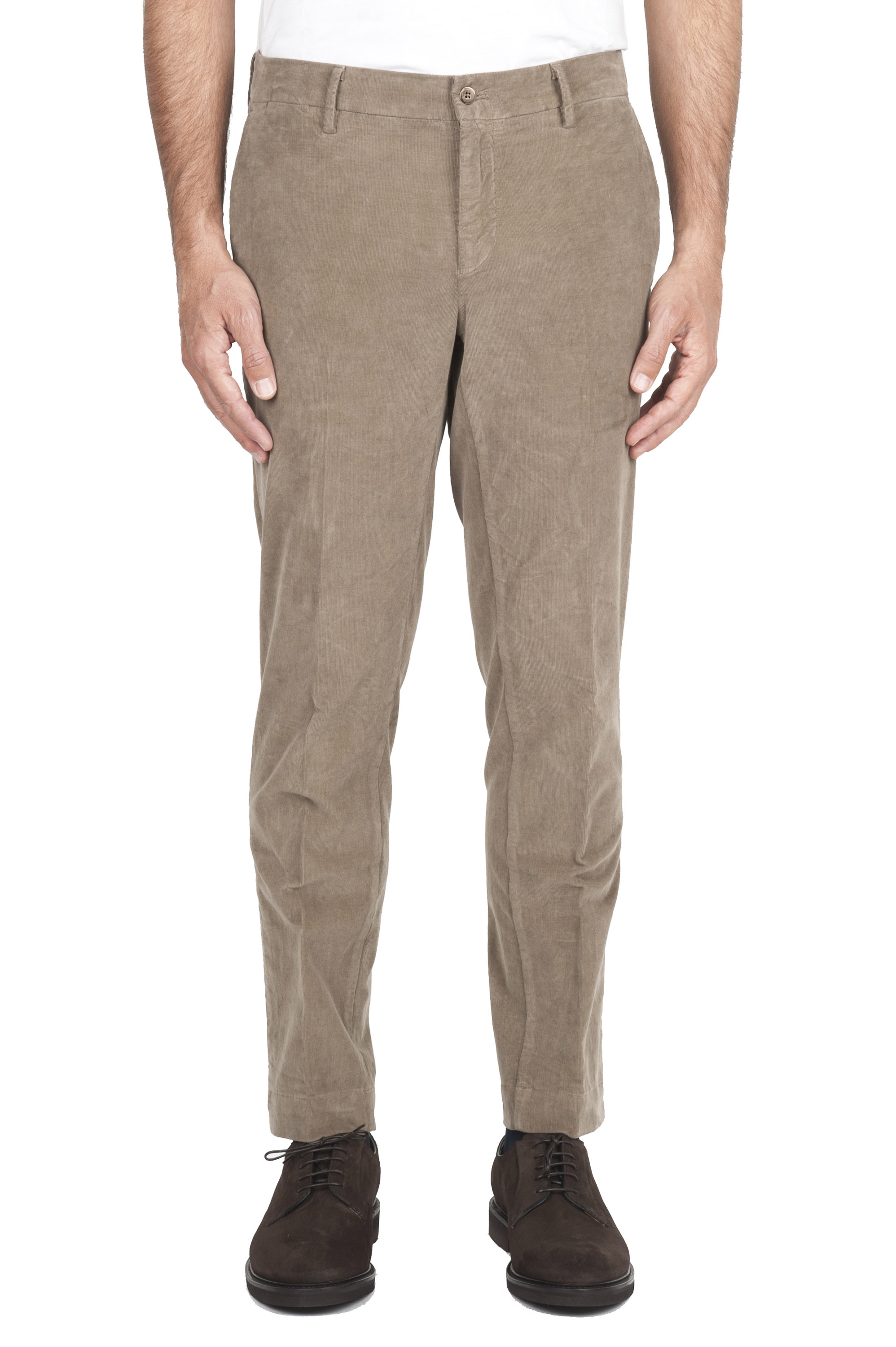 SBU 02930_2020AW Pantalones chinos clásicos en algodón elástico beige 01