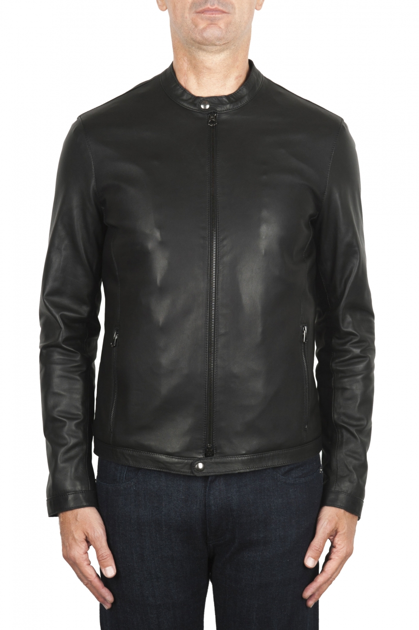 SBU 02943_2020AW Black leather motorcycle jacket 01
