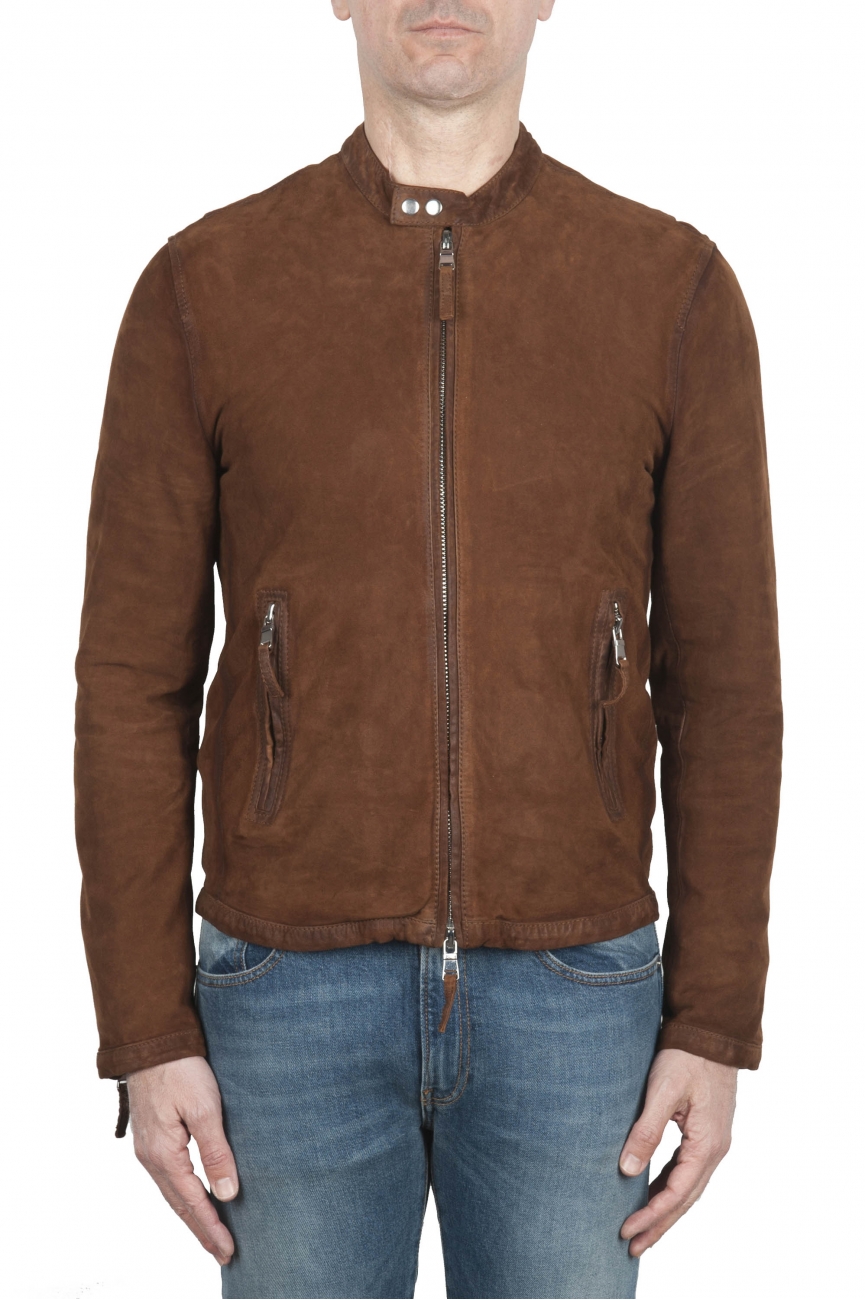 SBU 02945_2020AW Brown suede leather jacket 01