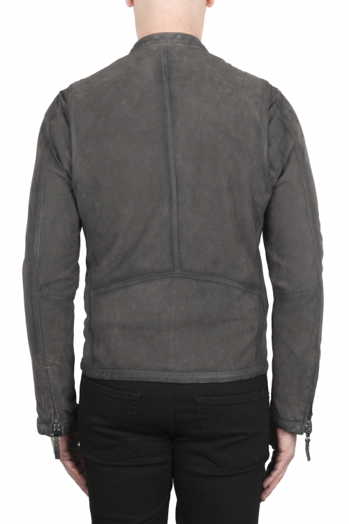 SBU 02947_2020AW Grey suede leather jacket 01