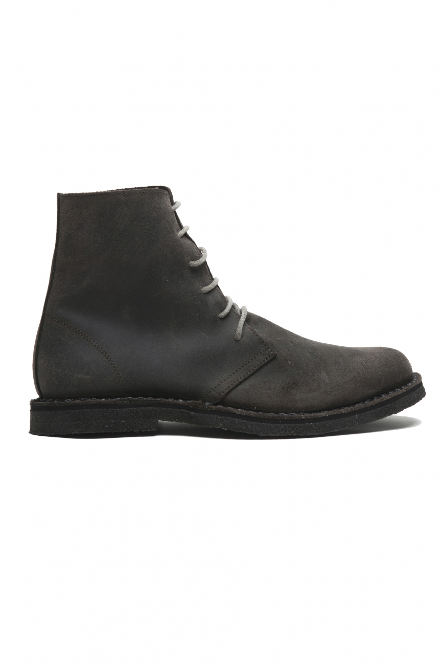 SBU 02956_2020AW Desert boots montantes classiques en cuir de veau ciré gris 01