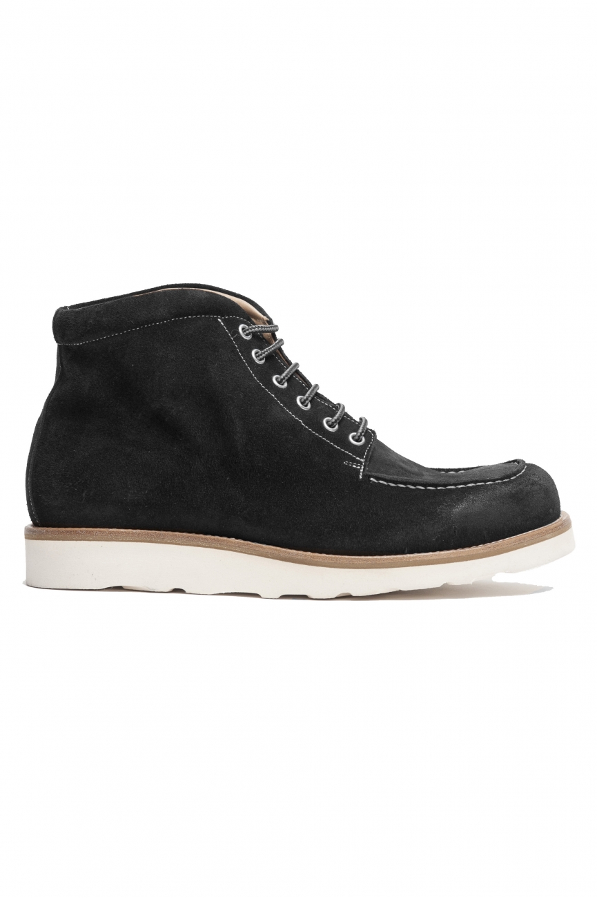 SBU 02965_2020AW High top work boots in black suede leather 01