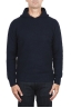 SBU 02980_2020AW Navy blue cashmere and wool blend hooded sweater 01
