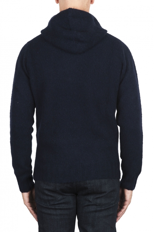 SBU 02980_2020AW Navy blue cashmere and wool blend hooded sweater 01