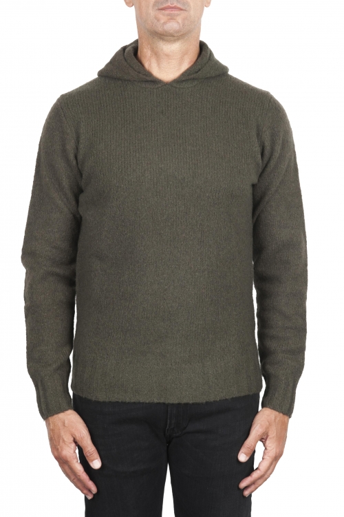 SBU 02982_2020AW Green cashmere and wool blend hooded sweater 01