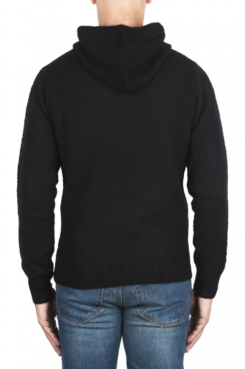 SBU 02983_2020AW Black cashmere and wool blend hooded sweater 01
