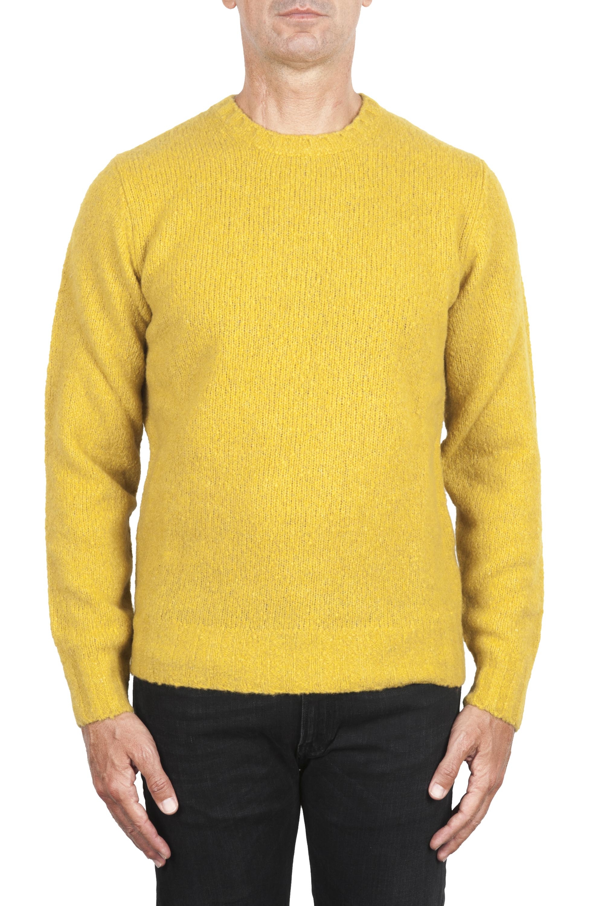 SBU 02987_2020AW Jersey amarillo de cachemir y mezcla de lana con cuello redondo 01