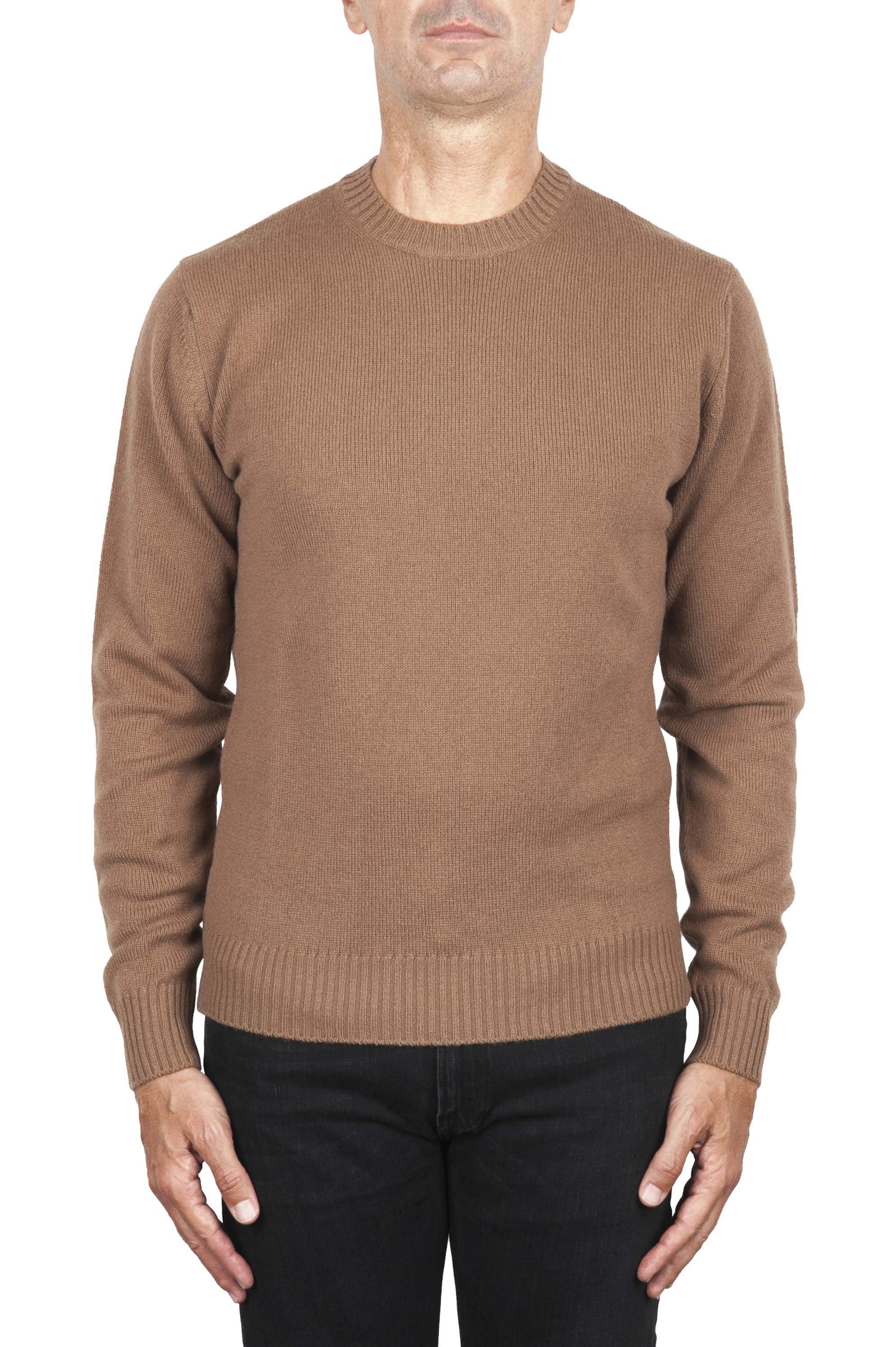 SBU 02997_2020AW Brown wool and cashmere blend crew neck sweater 01