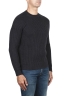 SBU 03002_2020AW Grey ribbed knit crew neck sweater 02