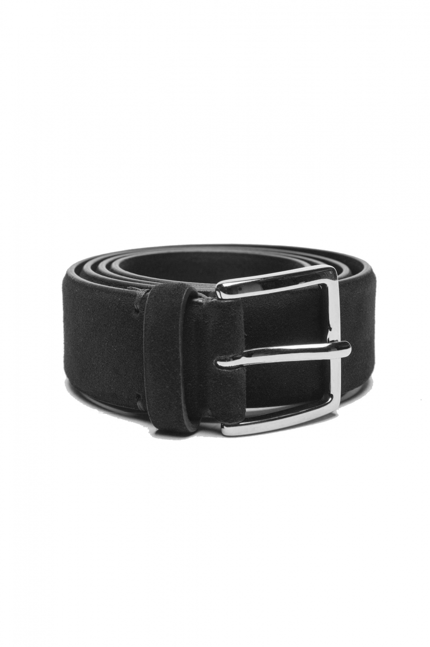 SBU 03013_2020AW Black calfskin suede belt 1.4 inches  01