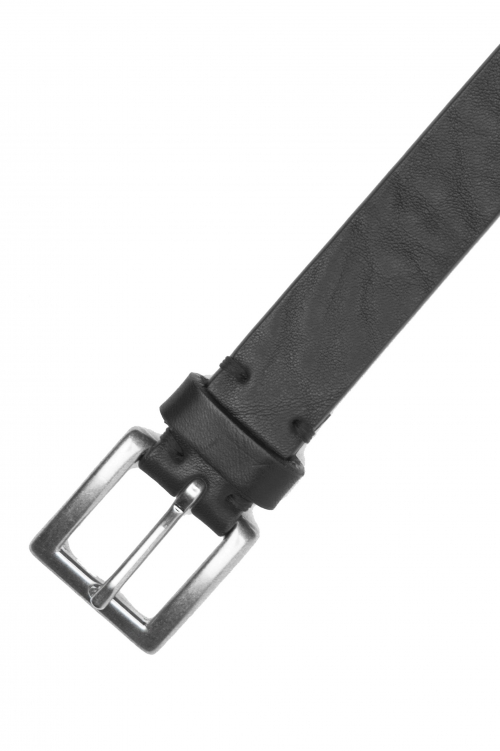 SBU 03014_2020AW Black bullhide leather belt 0.9 inches 01