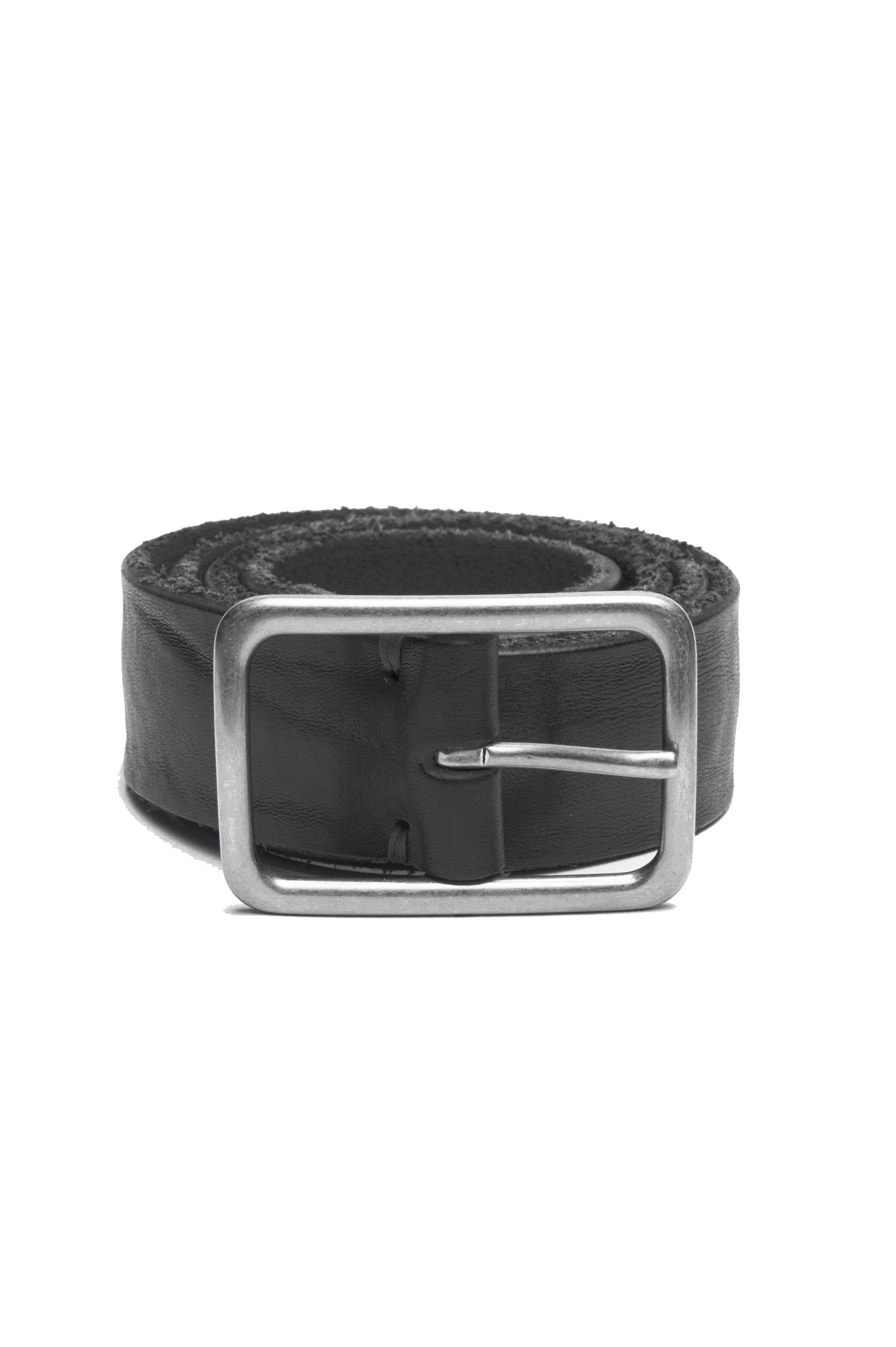 SBU 03017_2020AW Black bullhide leather belt 1.4 inches 01