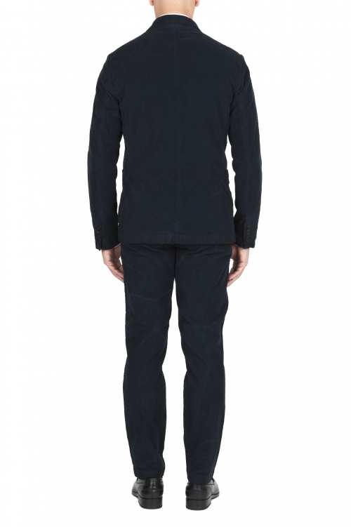 SBU 03033_2020AW Blue stretch corduroy sport suit blazer and trouser 01
