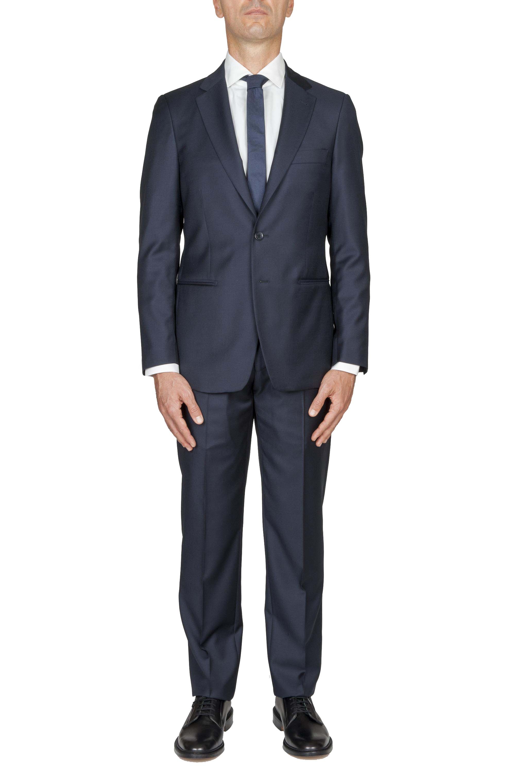 SBU 03038_2020AW Blazer y pantalón formal de lana fresca azul para hombre 01