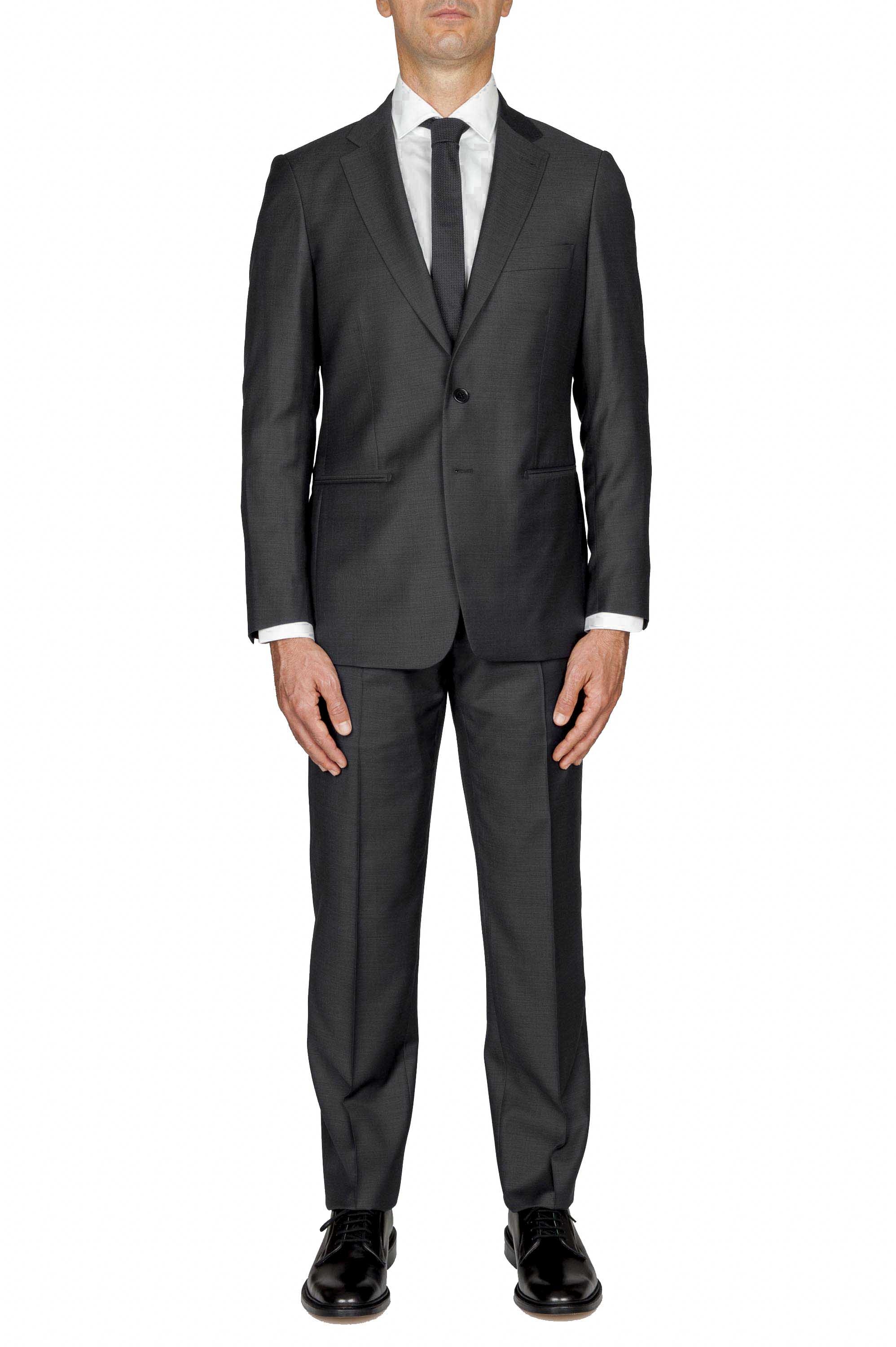 SBU 03046_2020AW Blazer et pantalon de costume noir en fresco de laine pour hommes 01