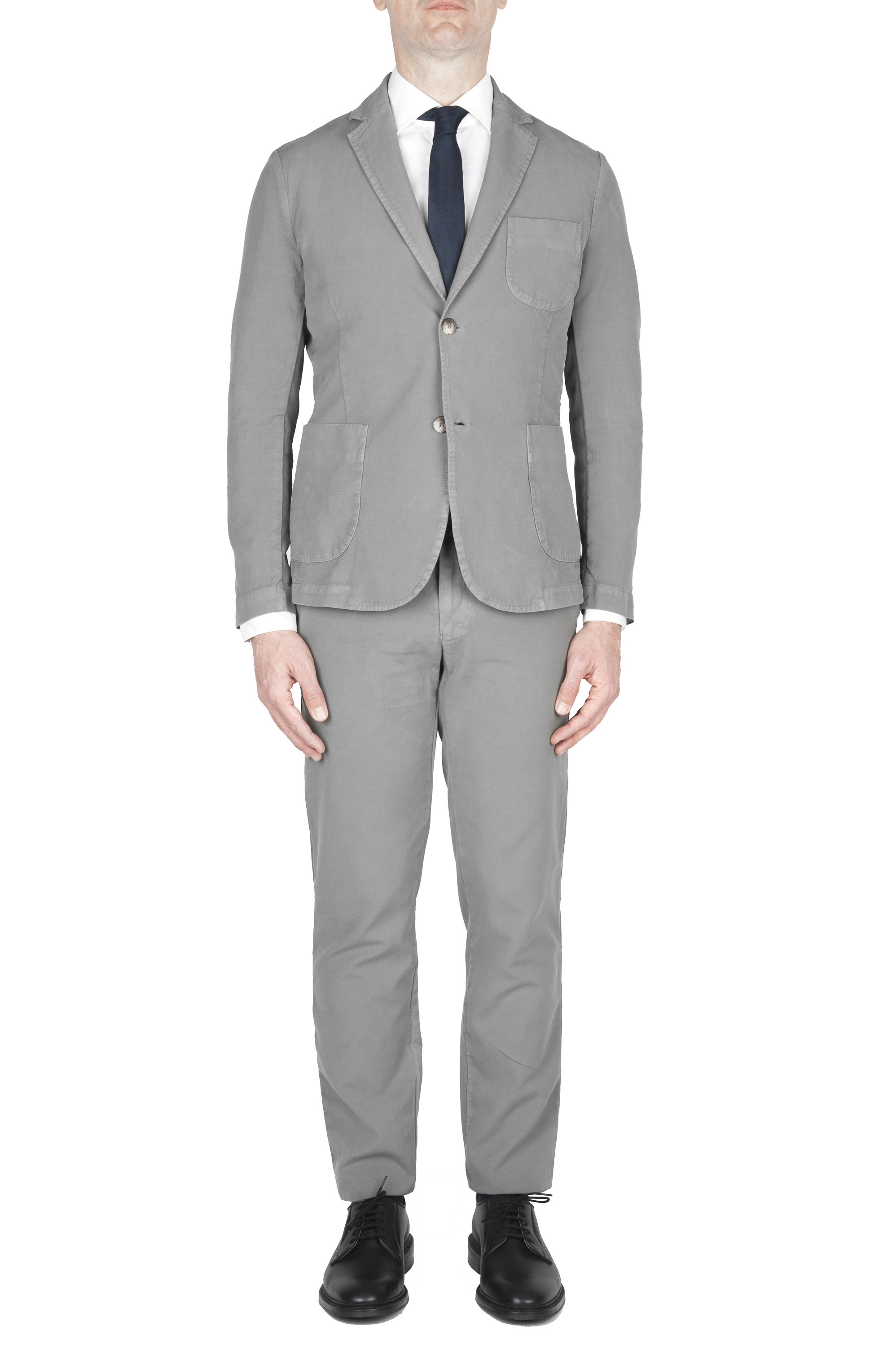 SBU 03052_2020AW Blazer y pantalón de traje deportivo de algodón gris 01