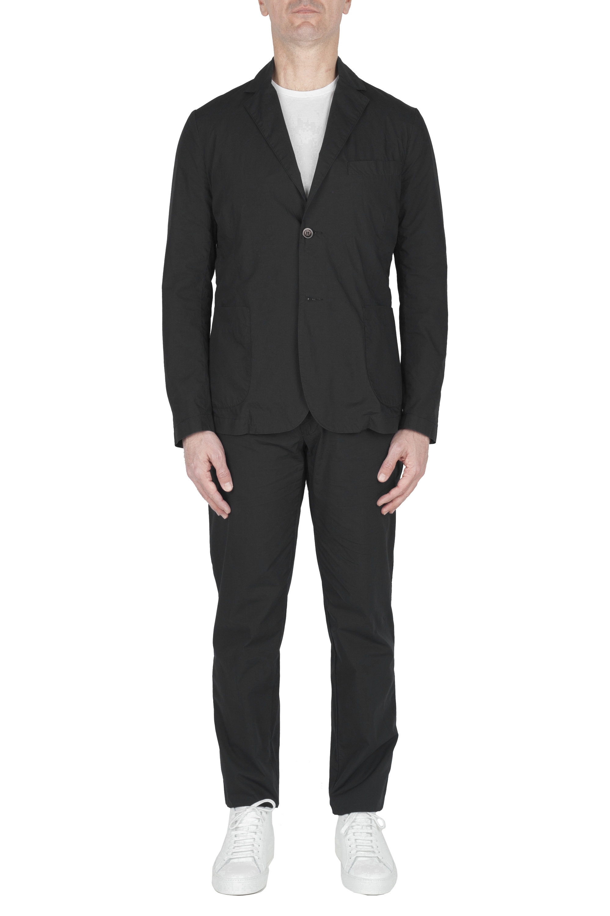 SBU 03061_2020AW Chaqueta y pantalón de traje deportivo de algodón negro 01