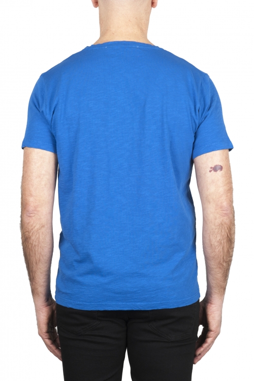 SBU 03064_2020AW T-shirt girocollo aperto in cotone fiammato blu china 01