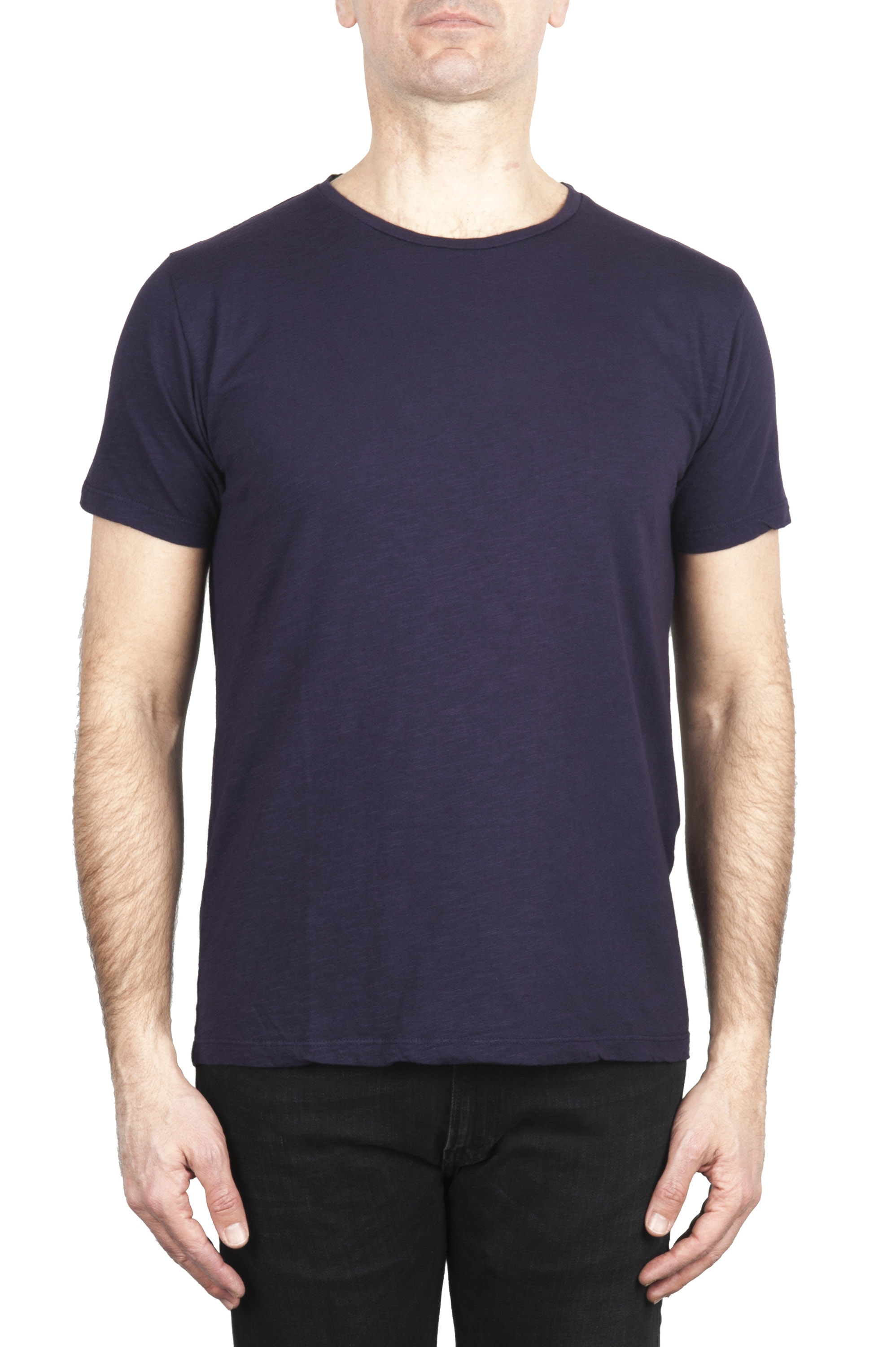 SBU 03071_2020AW Flamed cotton scoop neck t-shirt purple 01