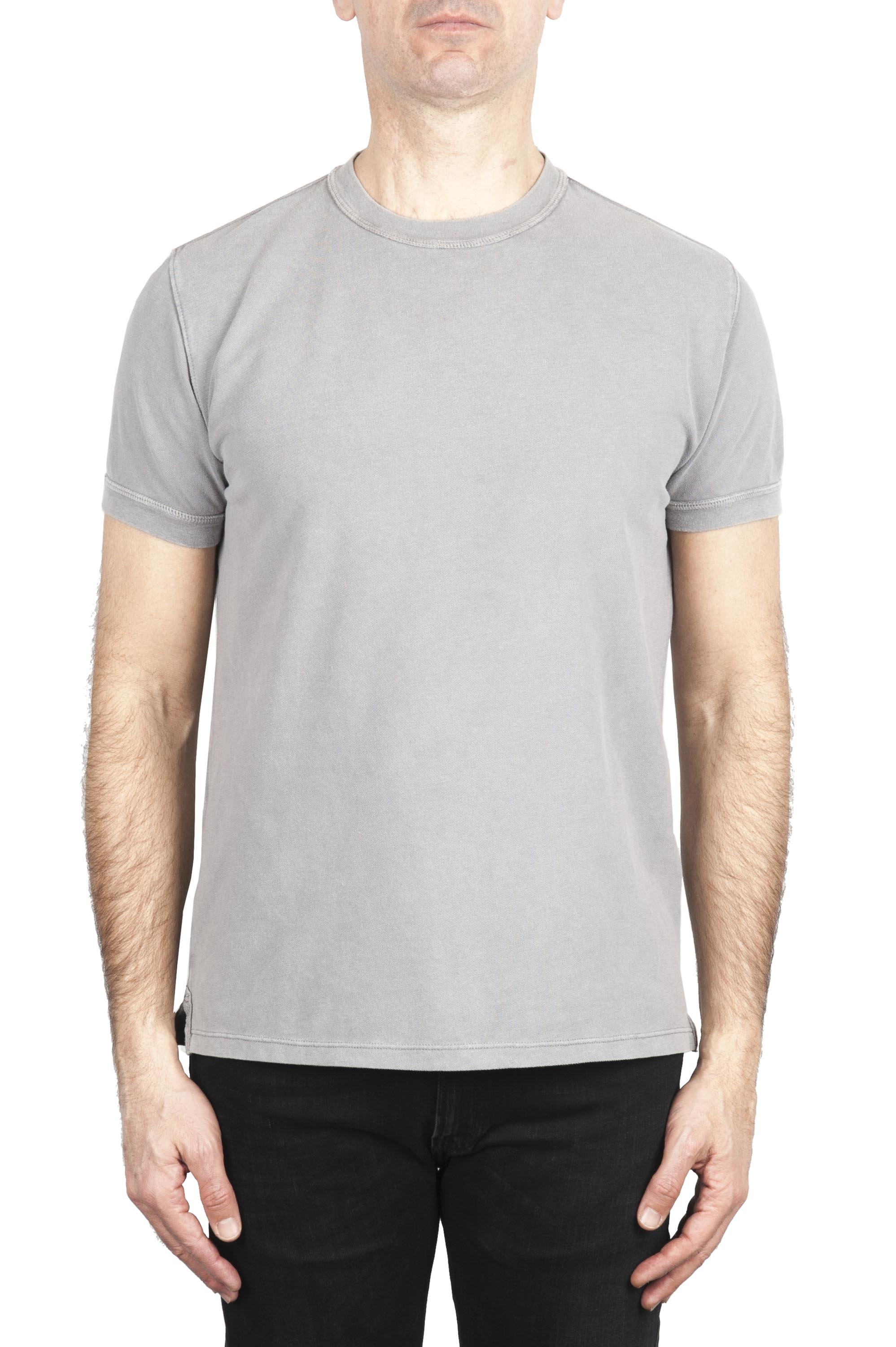 SBU 03079_2020AW Camiseta clásica de piqué de algodón gris 01