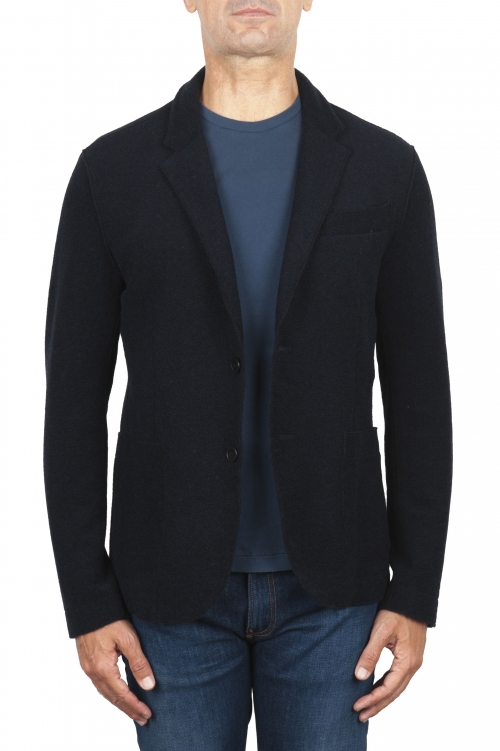 SBU 03090_2020AW Navy blue wool blend sport jacket unconstructed and unlined 01