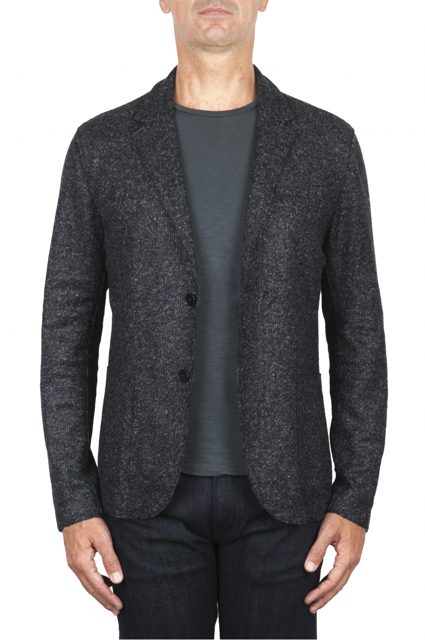 SBU 03094_2020AW Black wool blend sport blazer unconstructed and unlined 01