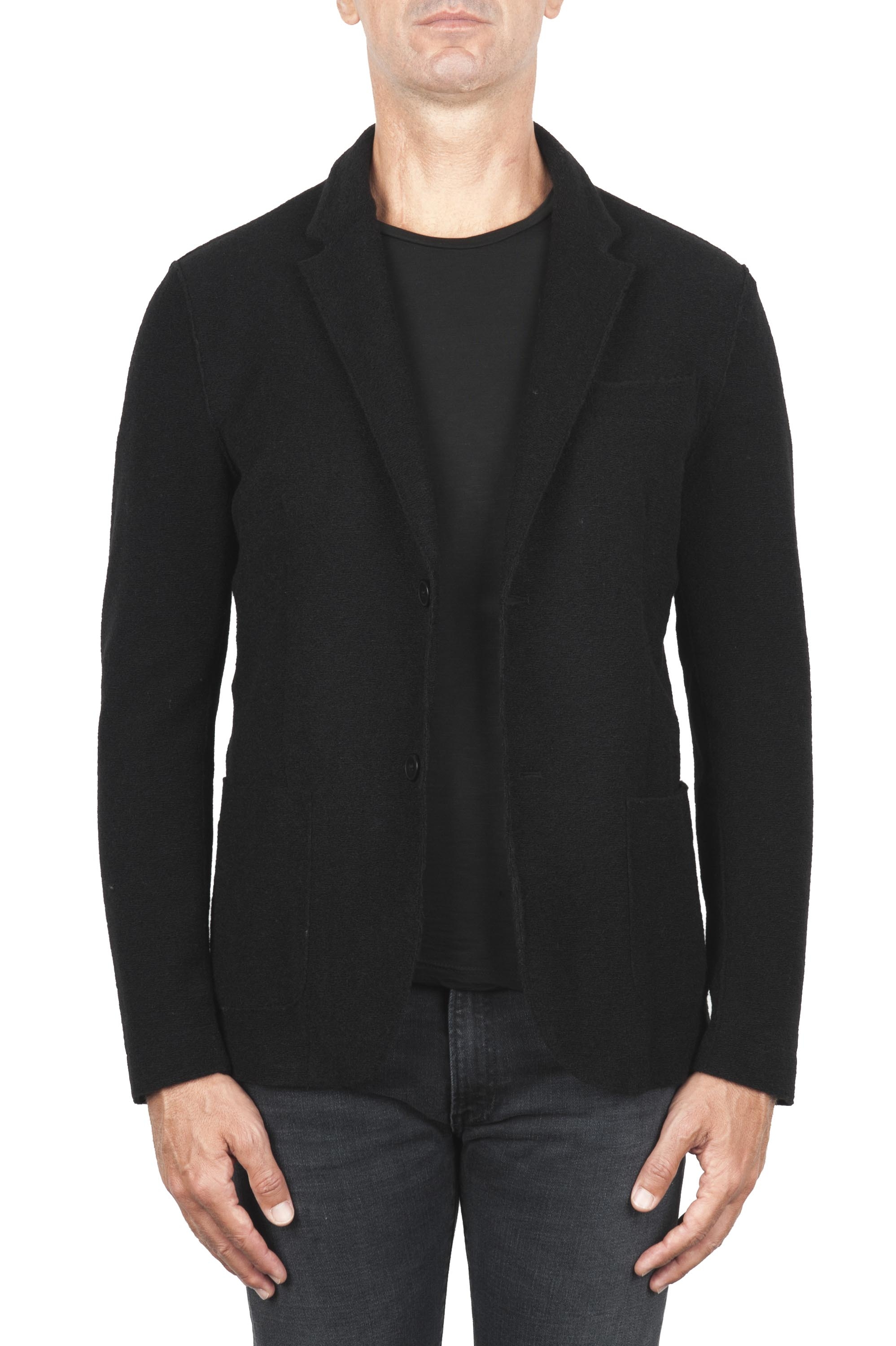 SBU 03098_2020AW Black wool blend sport jacket unconstructed and unlined 01