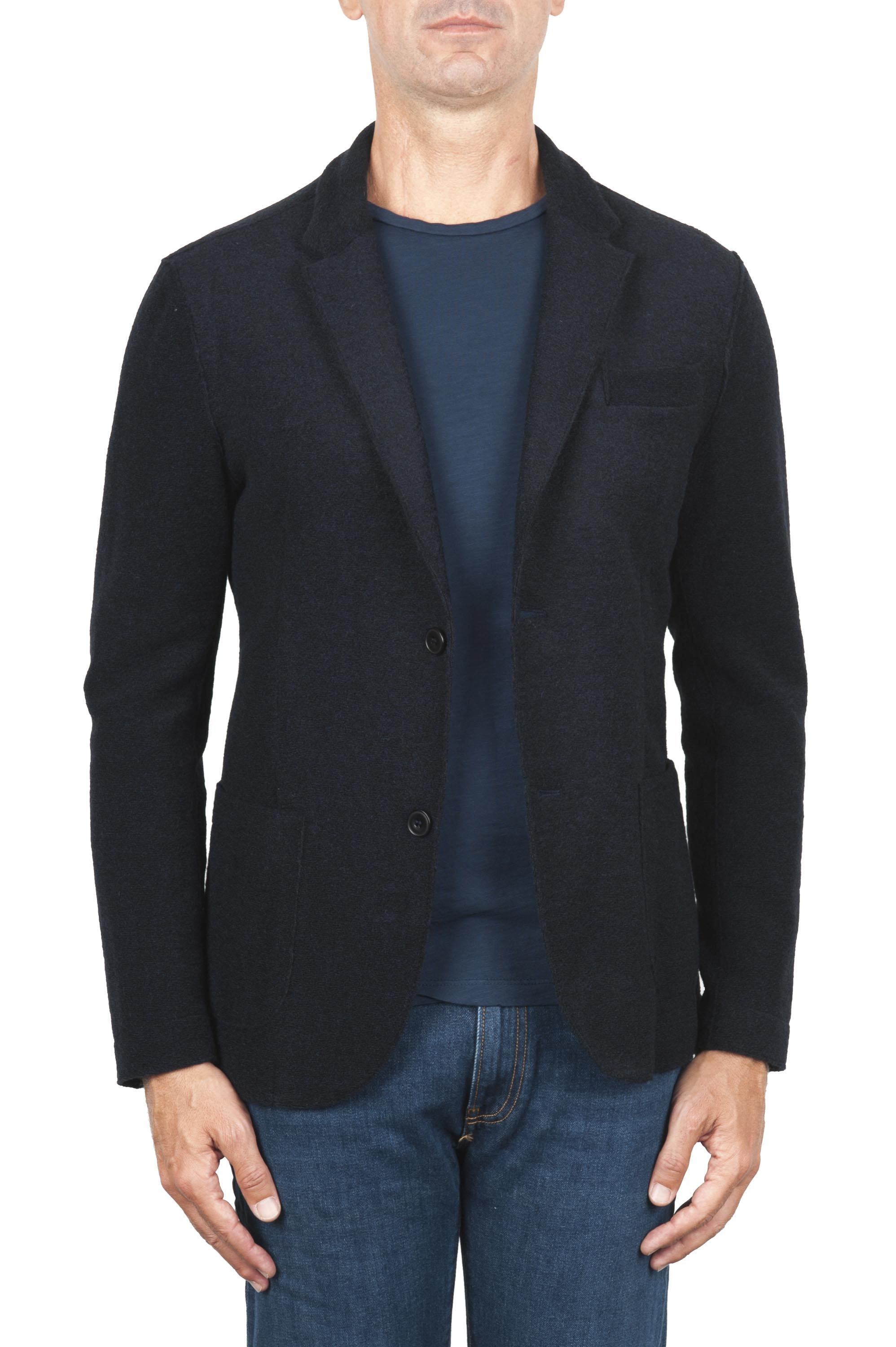 SBU 03100_2020AW Black wool blend sport jacket unconstructed and unlined 01