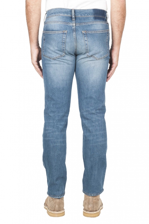 SBU 03112_2020AW Pure indigo dyed stone bleached stretch cotton blue jeans 01