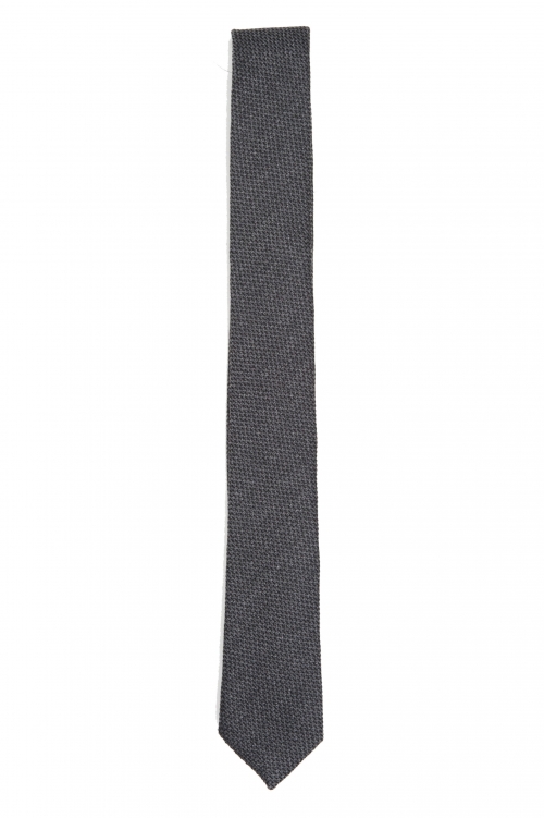 SBU 03134_2020AW Classic skinny pointed tie in grey wool and silk 01