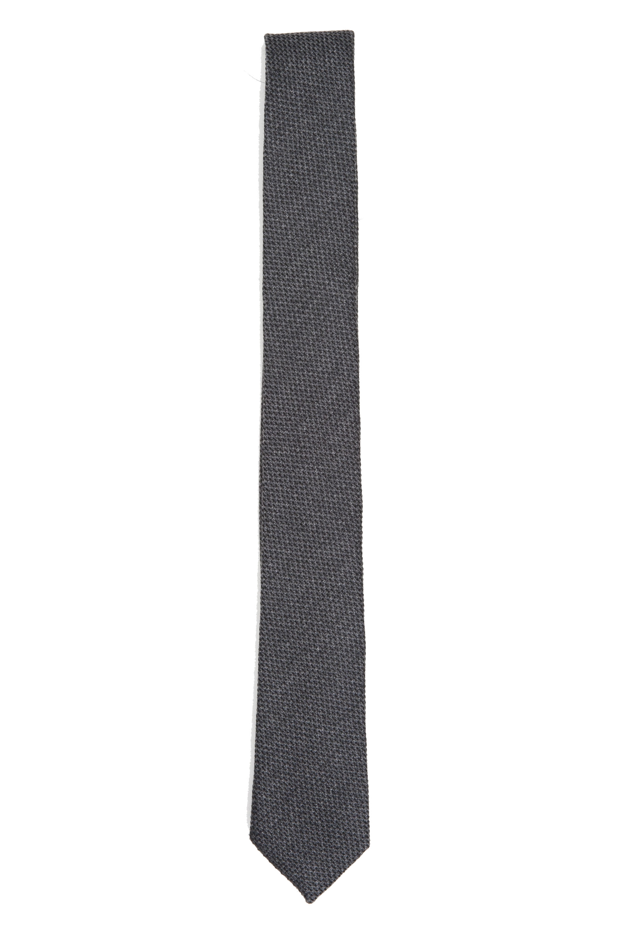 SBU 03134_2020AW Cravatta classica skinny in lana e seta grigia 01