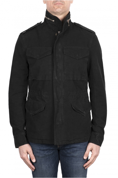 SBU 03153_2021SS Stone washed black cotton field jacket 01