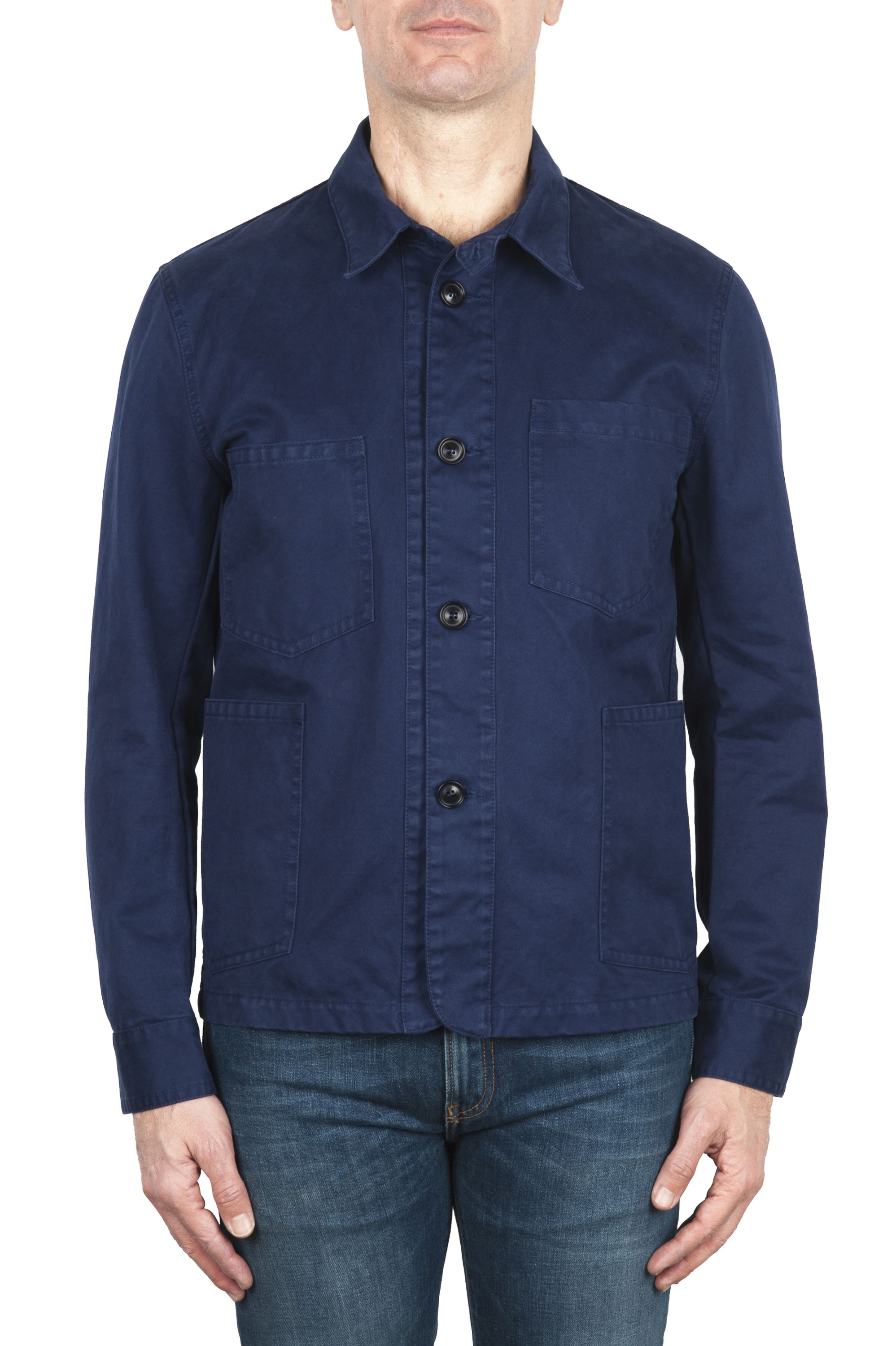 SBU 03160_2021SS Unlined multi-pocketed jacket in indigo cotton 01