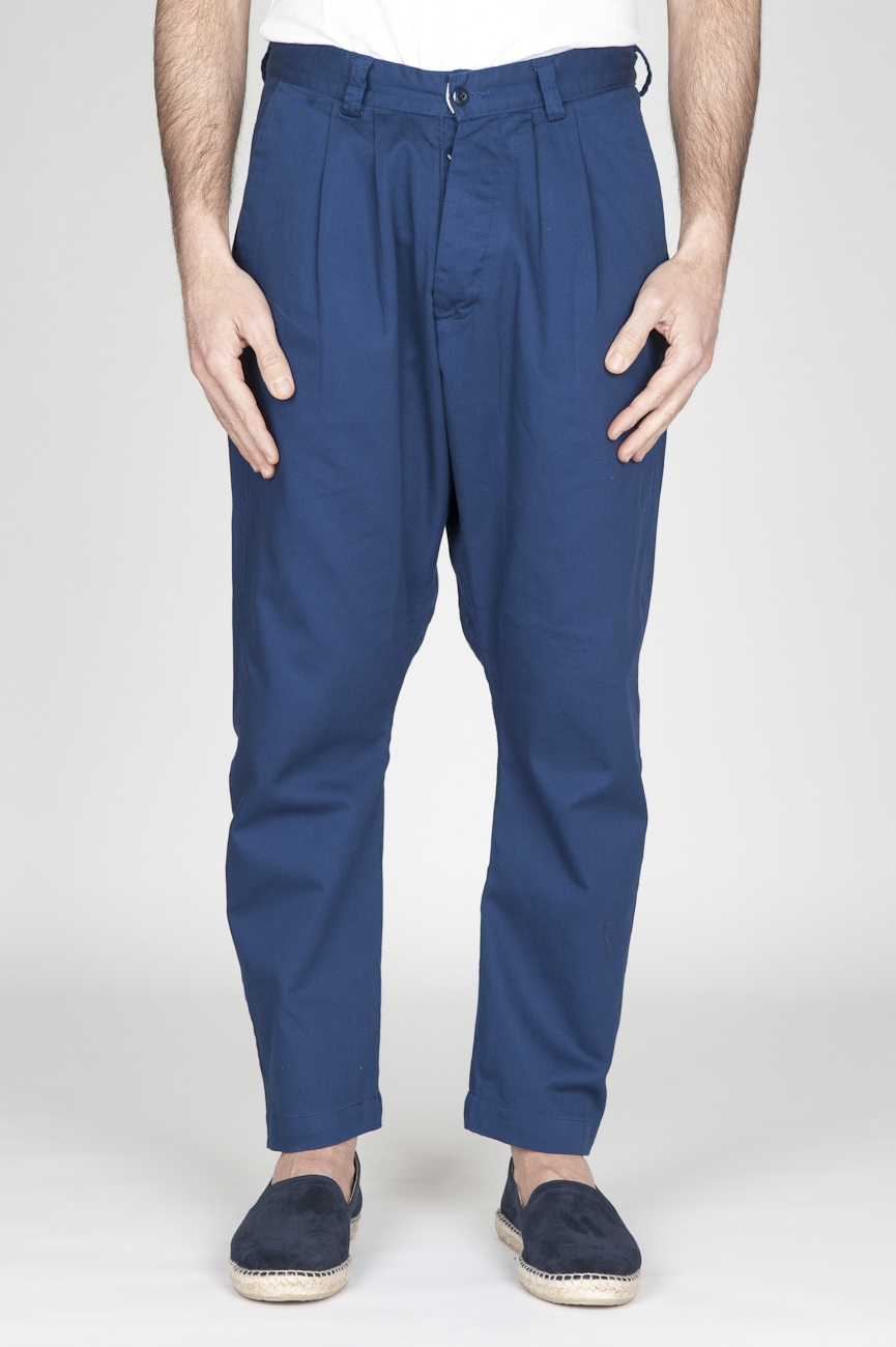 Pantaloni Da Lavoro 2 Pinces Giapponesi In Cotone Blue Navy
