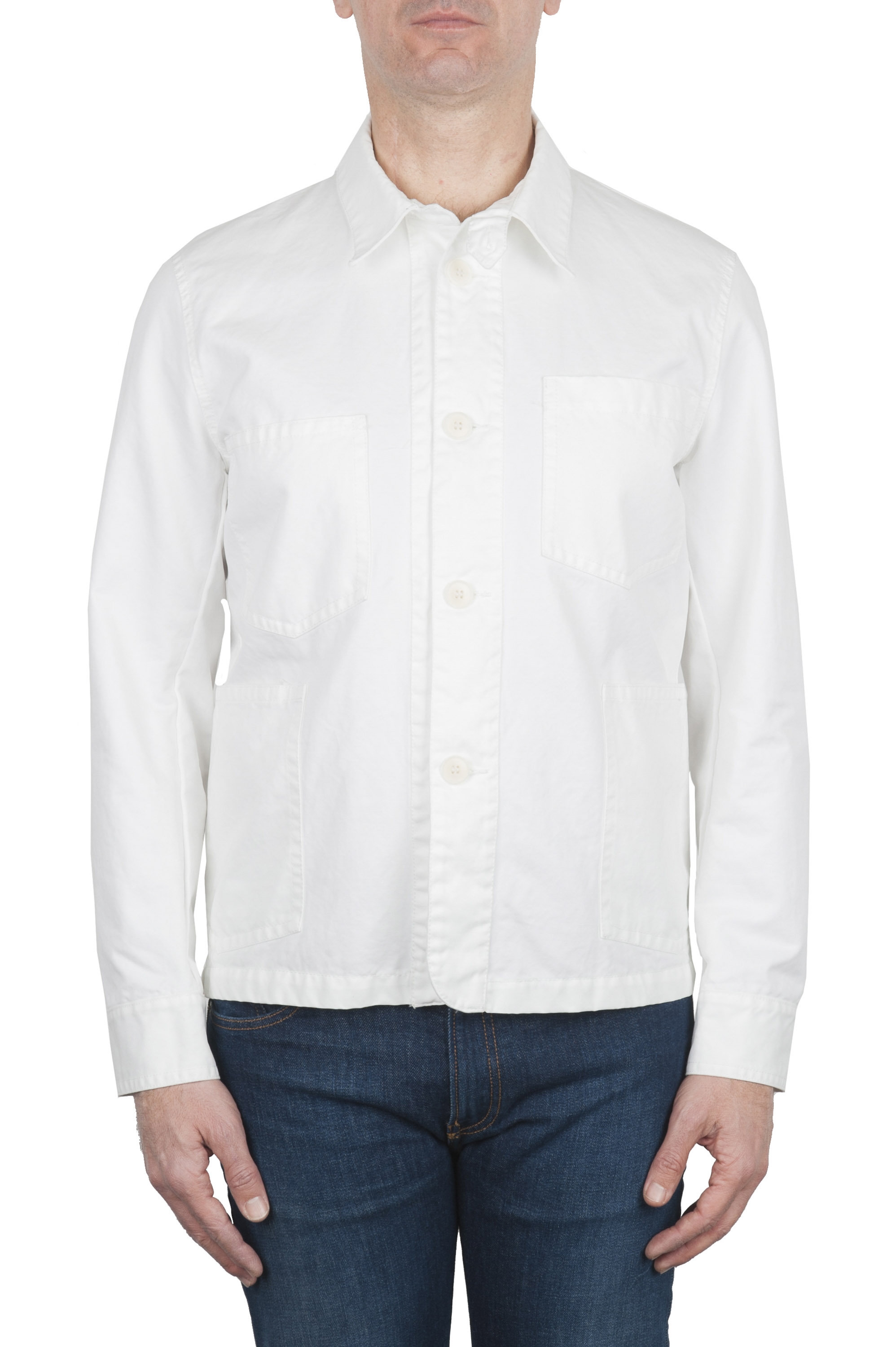 SBU 03161_2021SS Unlined multi-pocketed jacket in white cotton 01