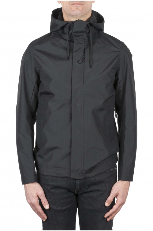 SBU 03171_2021SS Technical waterproof hooded windbreaker jacket black 01