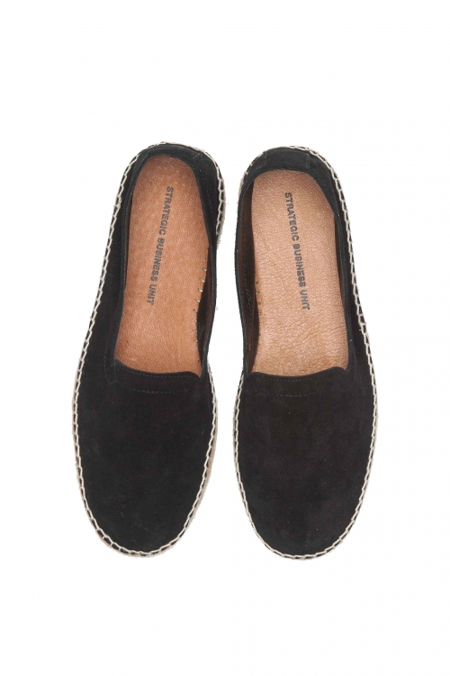 SBU 03177_2021SS Original black suede leather espadrilles with rubber sole 01