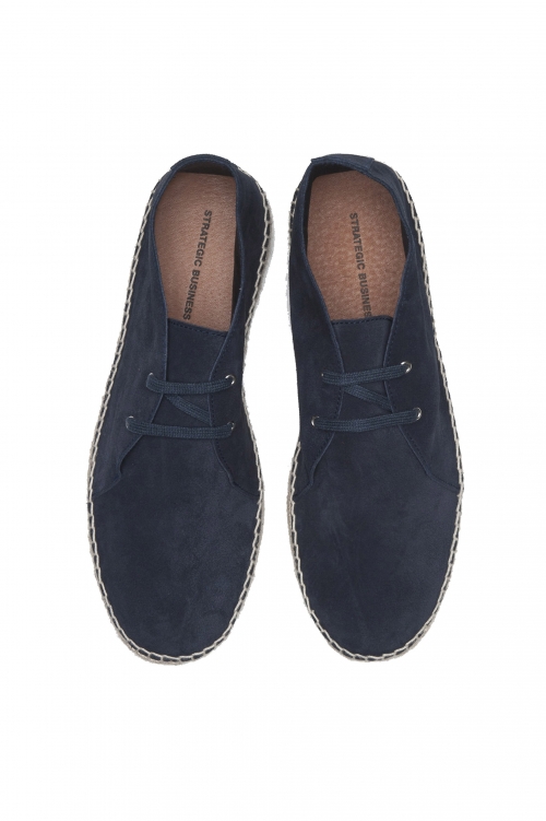 SBU 03184_2021SS Original blue suede leather lace up espadrilles with rubber sole 01