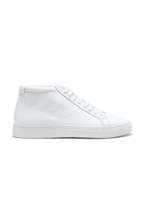SBU 03190_2021SS Mid top lace up sneakers in white calfskin leather 01