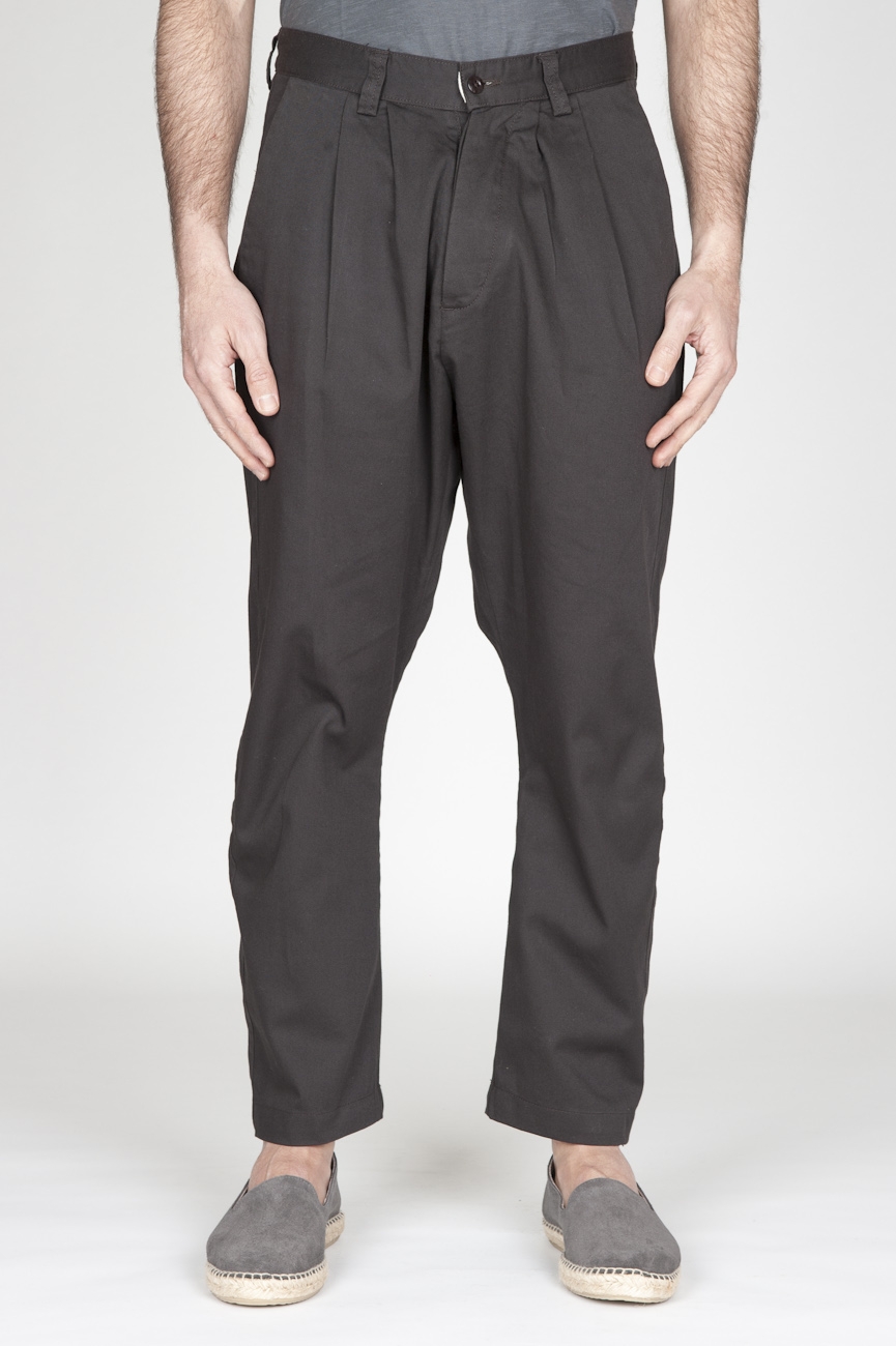Pantaloni Da Lavoro 2 Pinces Giapponesi In Cotone Marrone