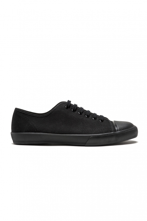SBU 03198_2021SS Classic lace up sneakers in in black cotton canvas 01