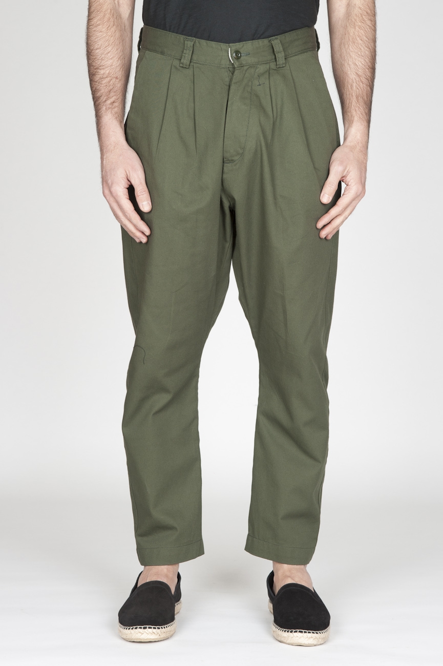 Pantaloni Da Lavoro 2 Pinces Giapponesi In Cotone Verde